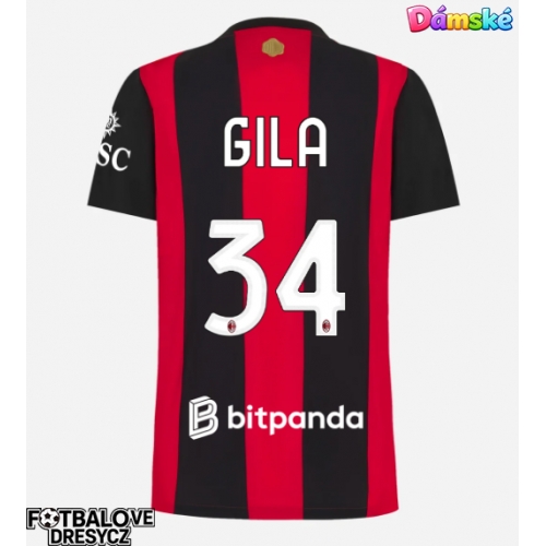 AC Milan Mario Gila #34 Dámské Domácí Dres 2026-27 Krátký Rukáv AC Milan Mario Gila #34 Dámské Domácí Dres 2026-27 Krátký Rukáv